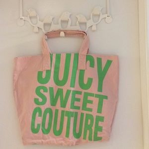 Juicy Couture pink and green tote bag